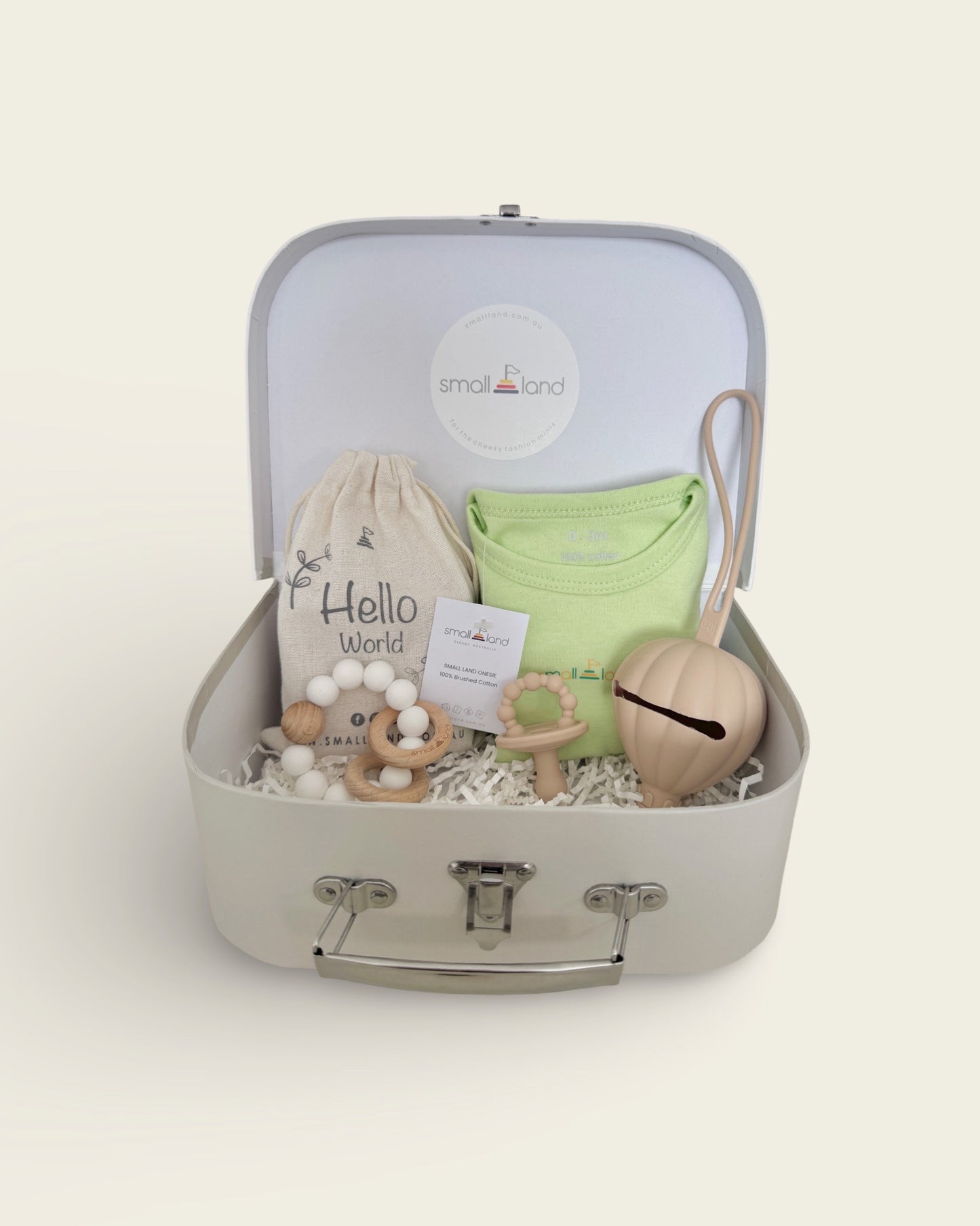 Neutral Newborn Small Gift Bundle - Soft Grey Suitcase Gift Box