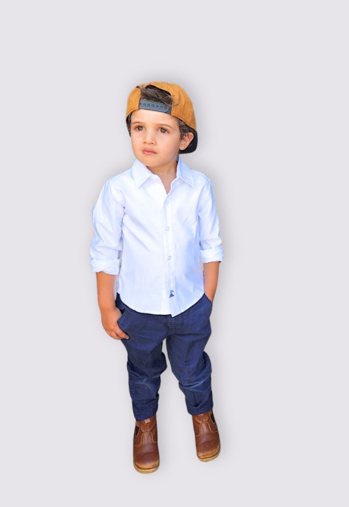 Boys Classic White Button Up Shirt