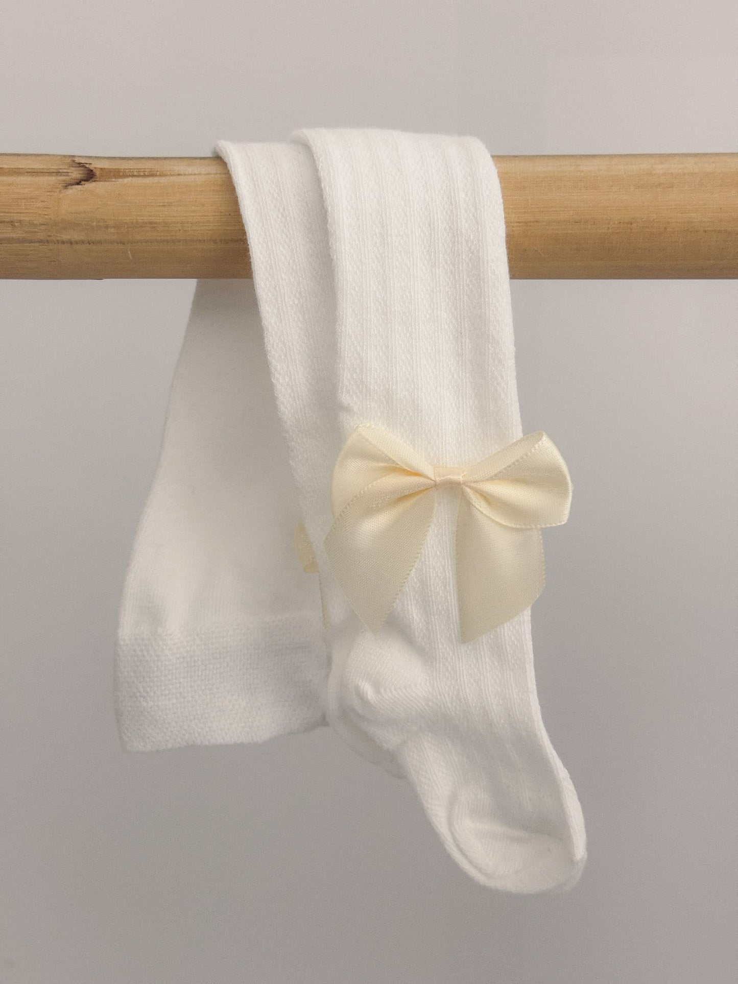 Girls White Stockings with ankle bow