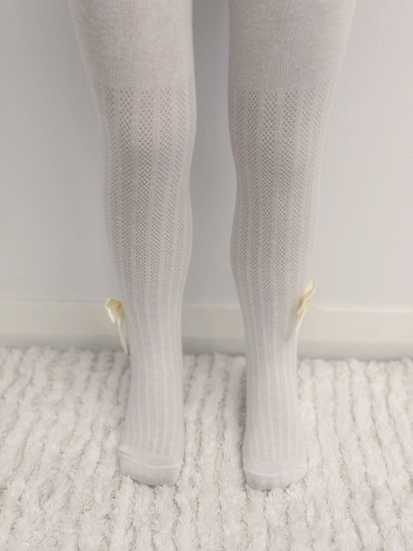 Girls White Stockings with ankle bow