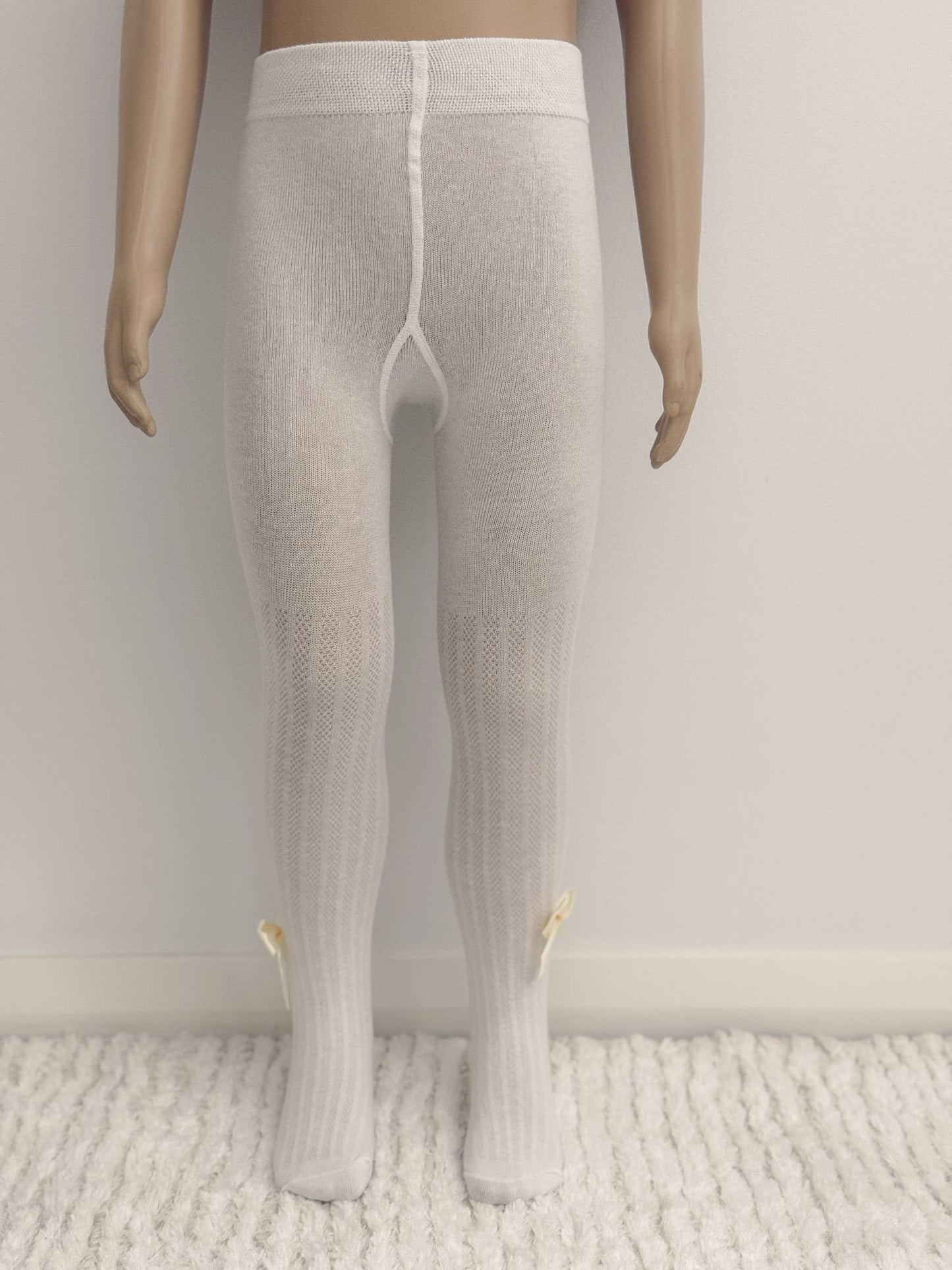 Girls White Stockings with ankle bow
