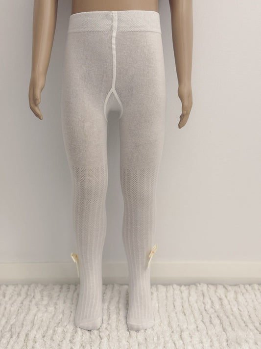 Girls White Stockings with ankle bow
