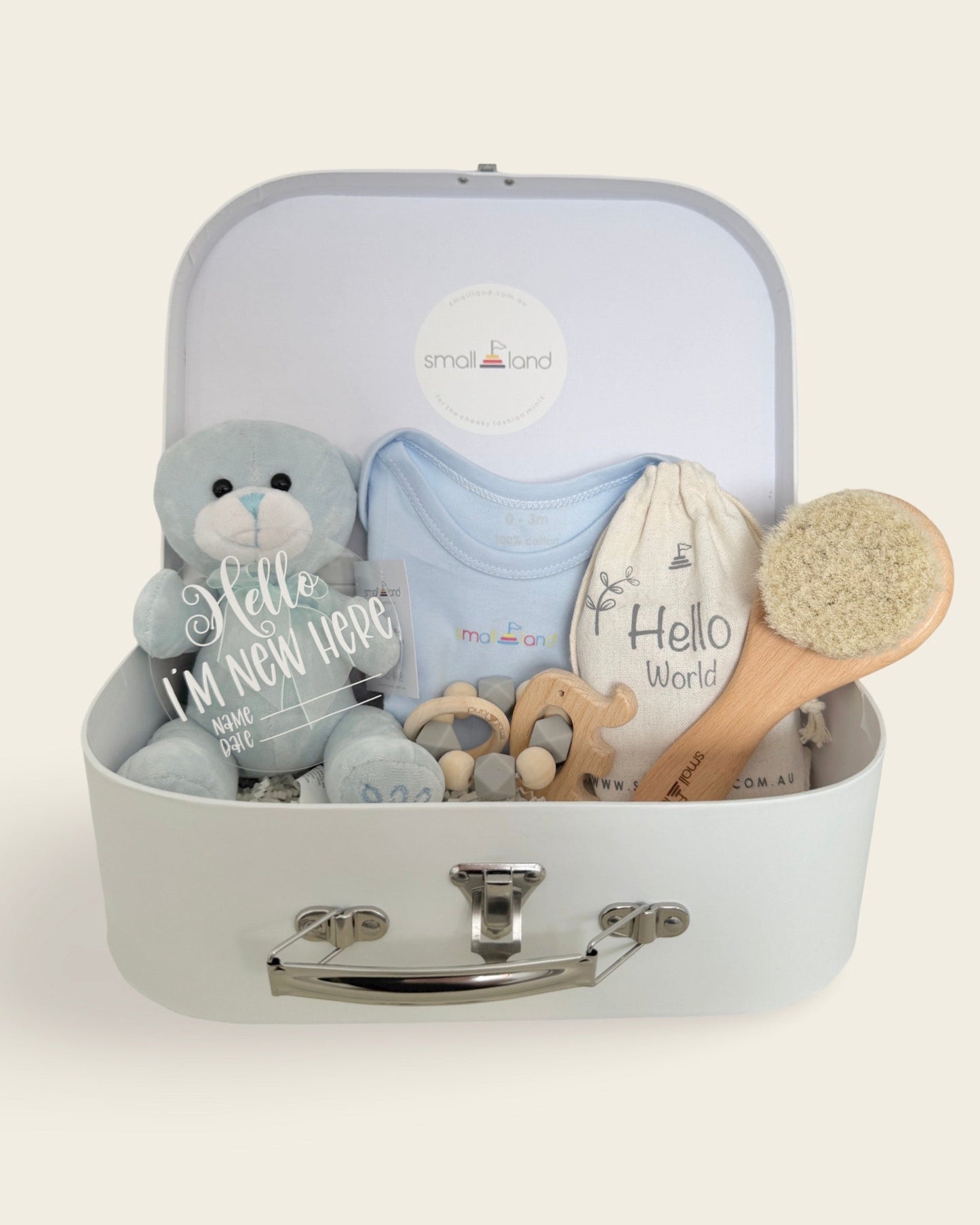 Newborn Baby Boy Gift Bundle - Large Blue Suitcase Gift Box