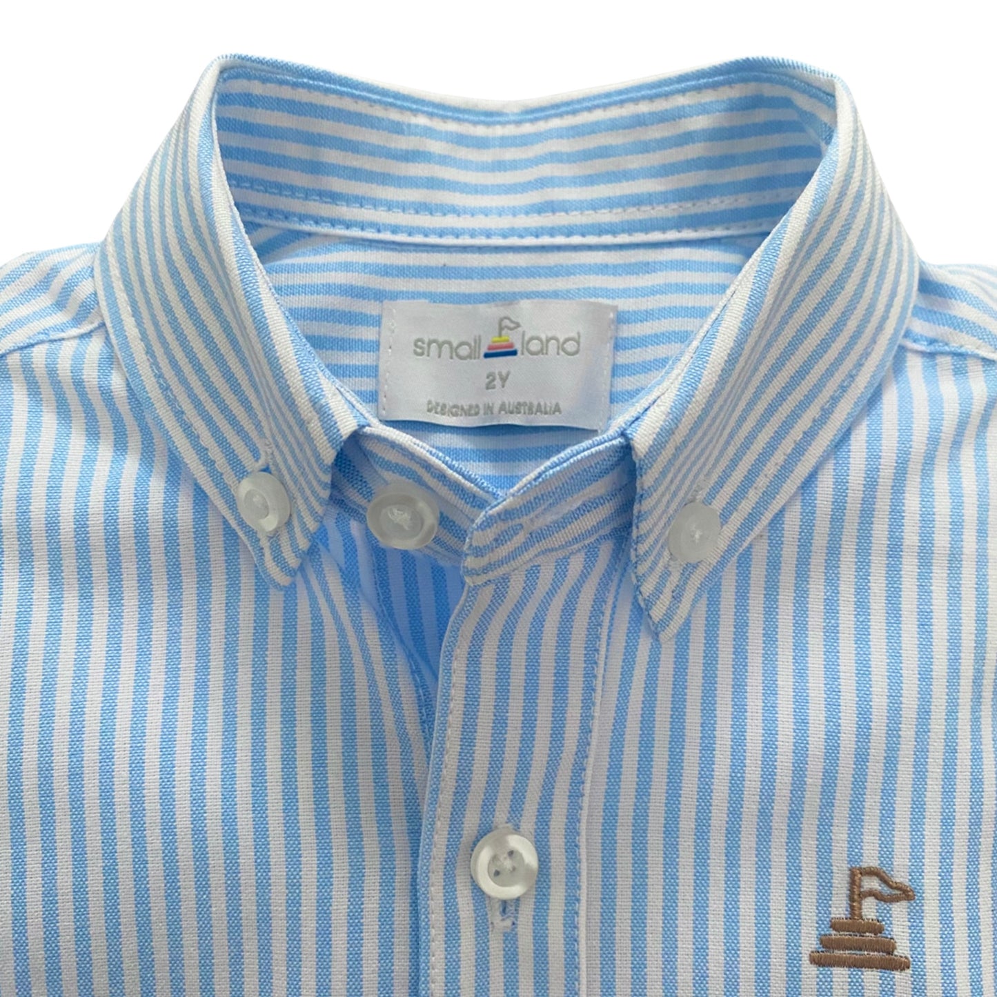 Boys Button-up Shirt - blue/white pinstripe