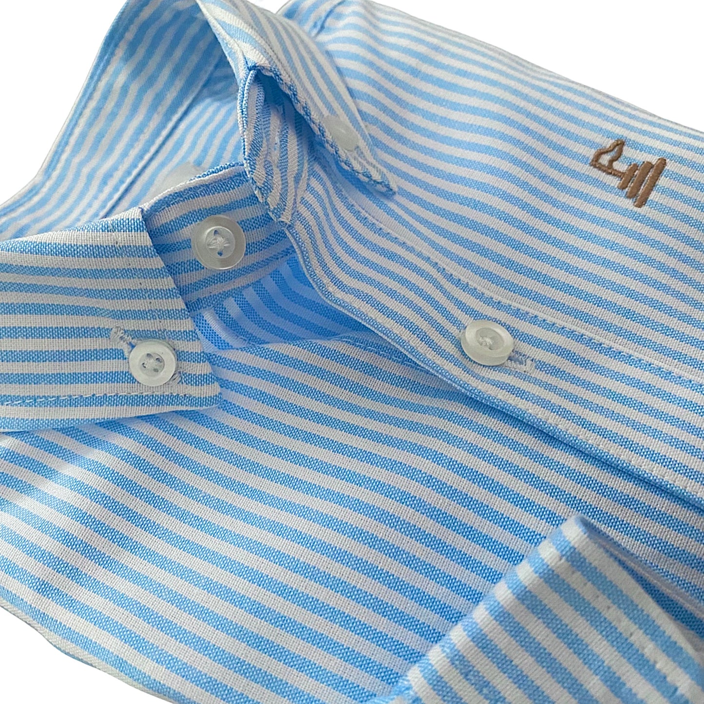 Boys Button Up Shirt - Blue Pinstripe