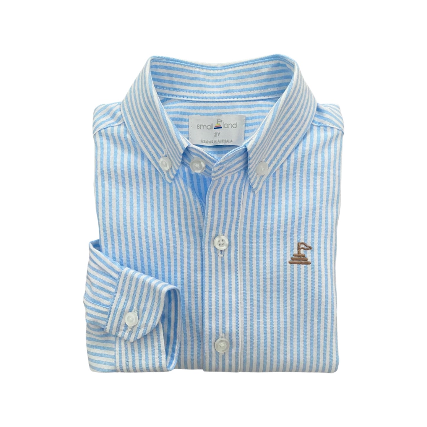 Boys Button-up Shirt - blue/white pinstripe