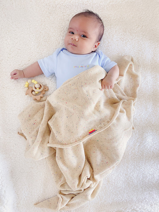 Heirloom Knit Blanket - Speckled Wheat