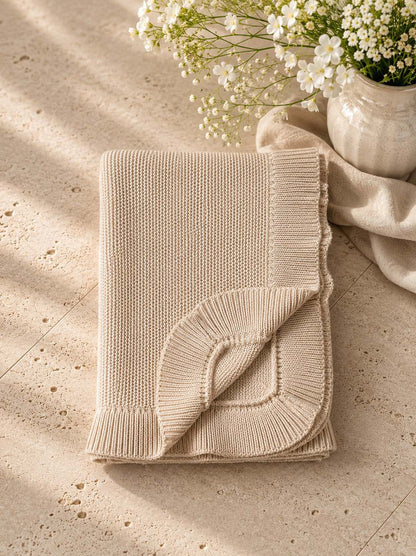 Ruffle Knit Baby Blanket - 100% Cotton