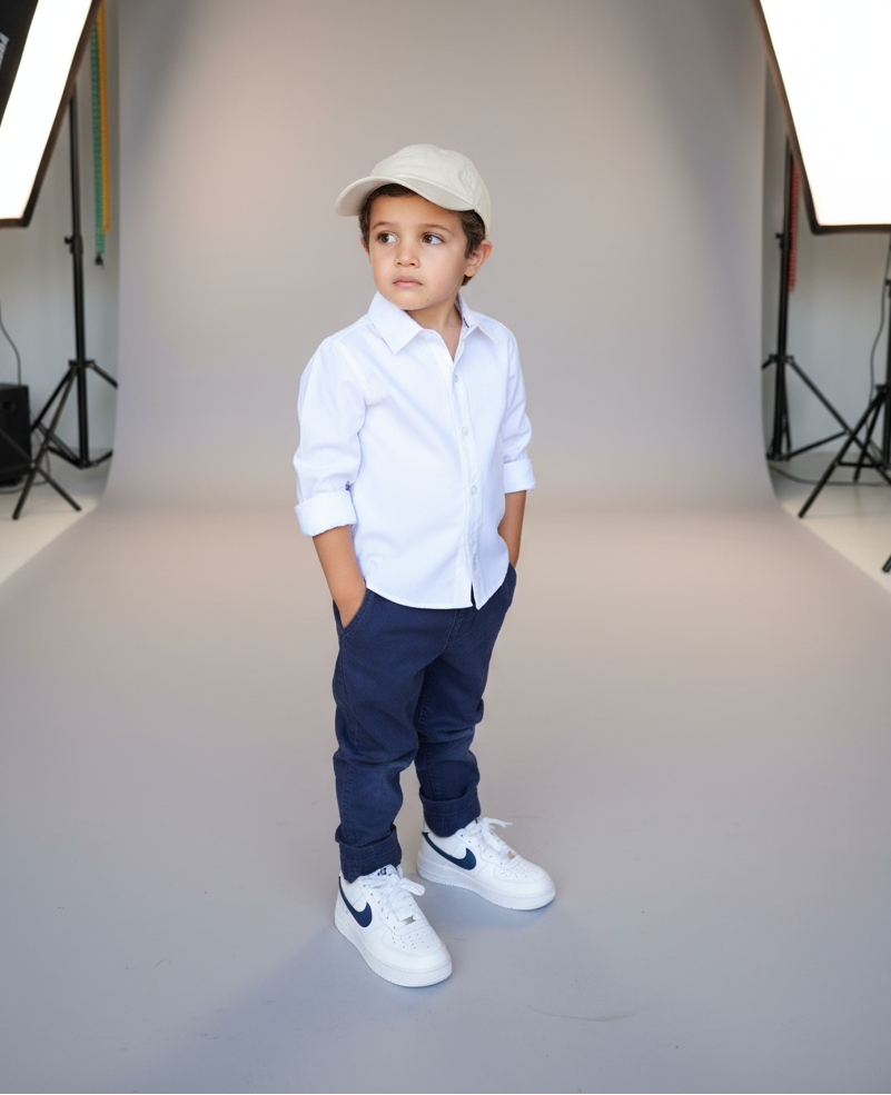 Boys Classic White Button Up Shirt