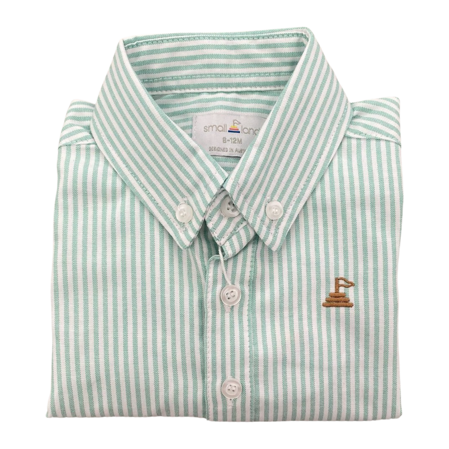 Boys button up pinstripe shirt - Green/White