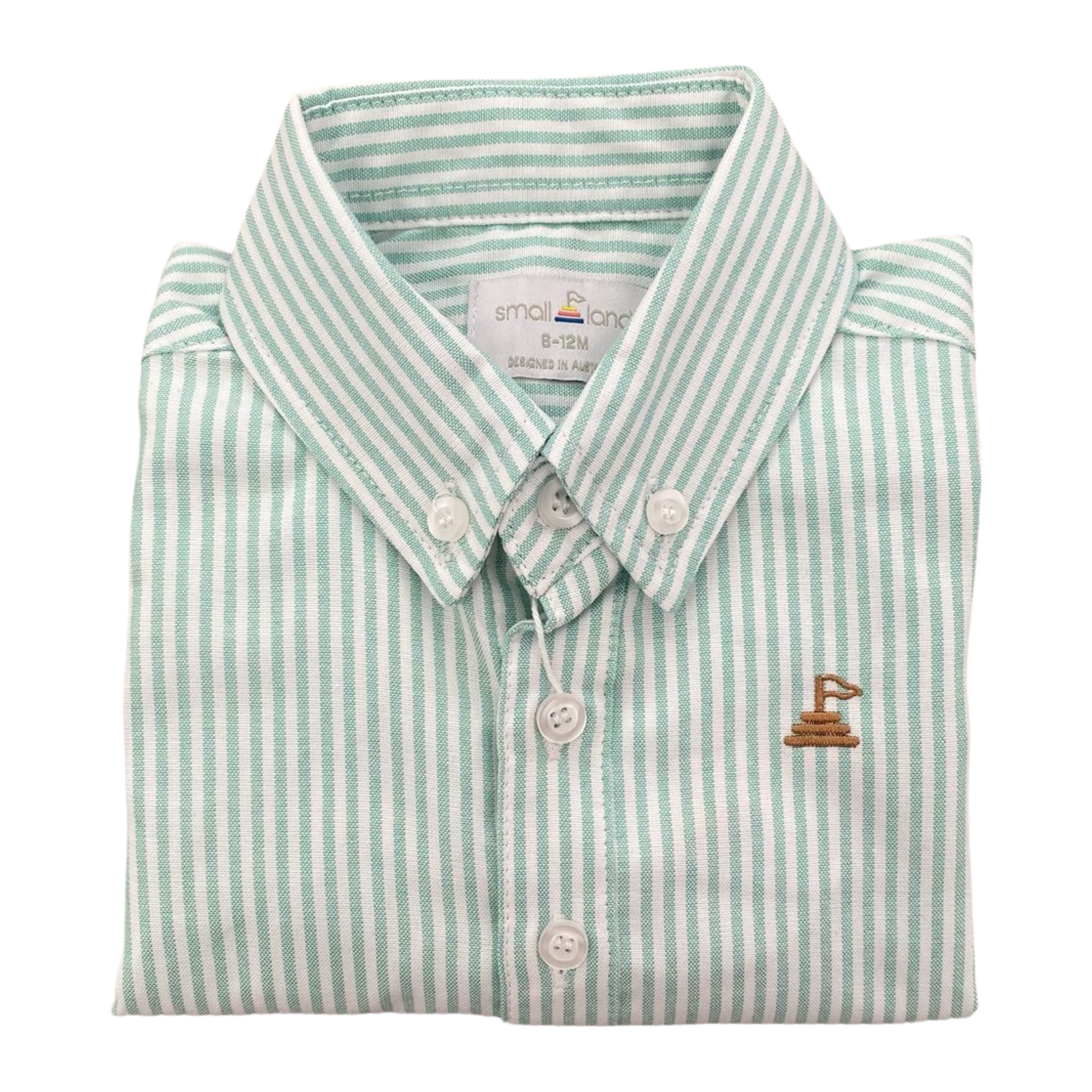Boys button up pinstripe shirt - Green/White