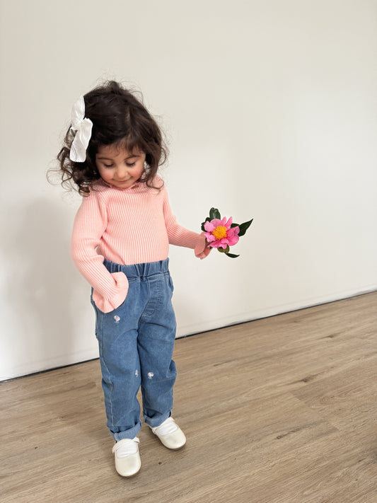 Gigi Long Sleeve Girls Knit with Frills