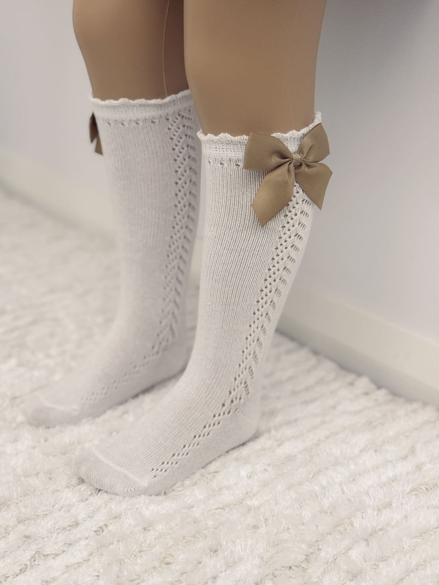 Girls Bow Knee High Cotton Socks