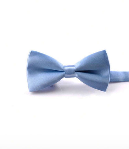 Light blue bow tie on a white background