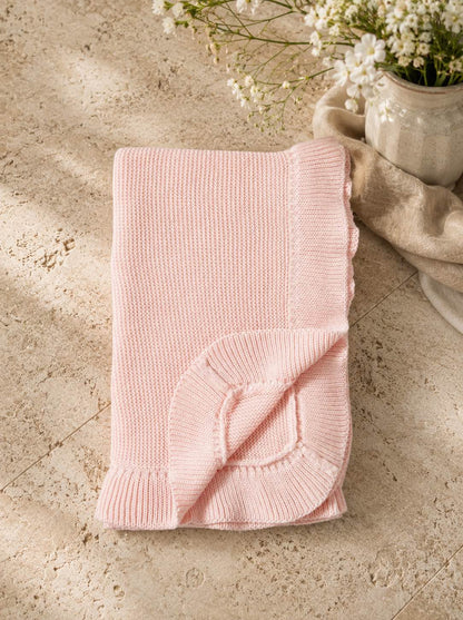 Ruffle Knit Baby Blanket - 100% Cotton