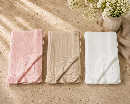 Ruffle Knit Baby Blanket - 100% Cotton