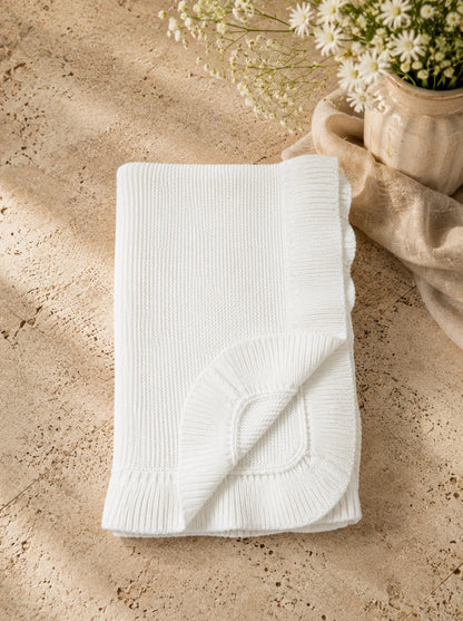 Ruffle Knit Baby Blanket - 100% Cotton