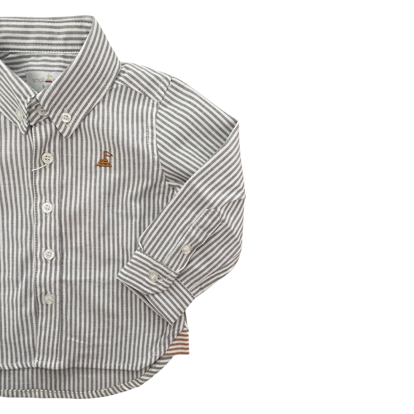 Boys Button-up Shirt - grey/white pinstripe