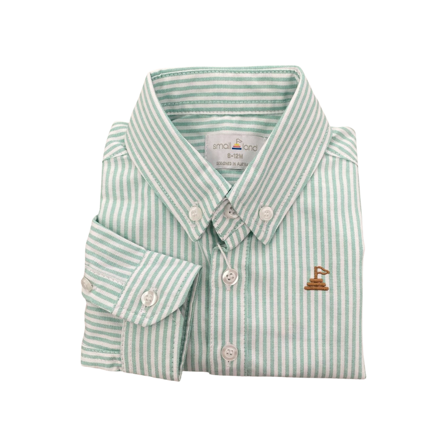 Boys button up pinstripe shirt - Green/White